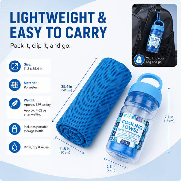 Junazilo® 🏃❄️Cold Sweat Towel You Can Use Anywhere, Anytime! Reusable Soft Absorbent Cooling Portable