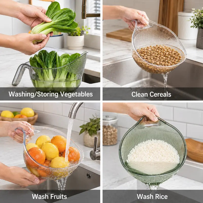Junazilo® Multipurpose rice washing strainer bowl