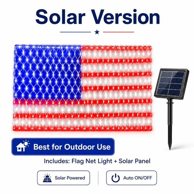 Junazilo® Solar American Flag Lights Outdoor