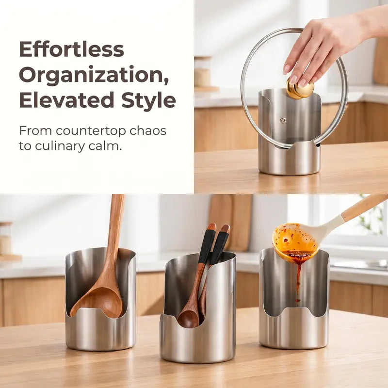 Junazilo® Thickened Stainless Steel Utensil Organizer, Rust Resistant Easy to Clean