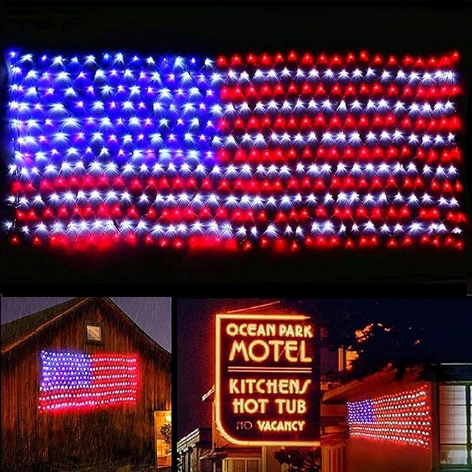 Junazilo® Solar American Flag Lights Outdoor