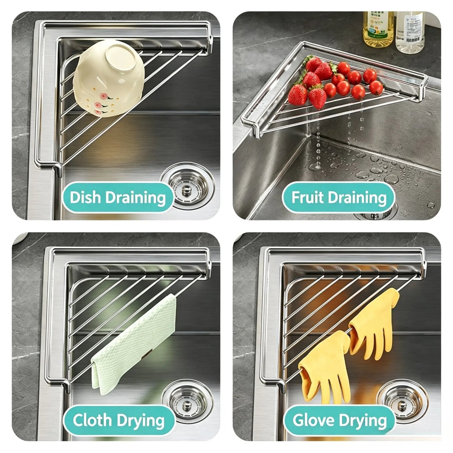 Junazilo® Corner Sink Draining Shelf