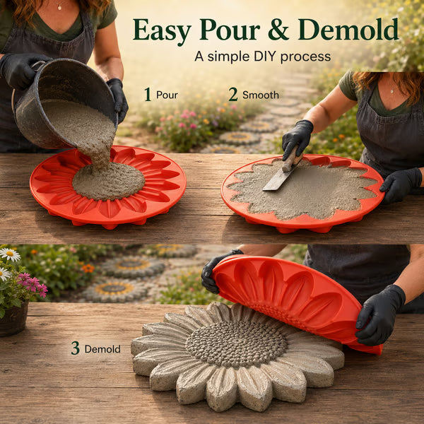 Junazilo® Reusable Sunflower Stepping Stone Mold