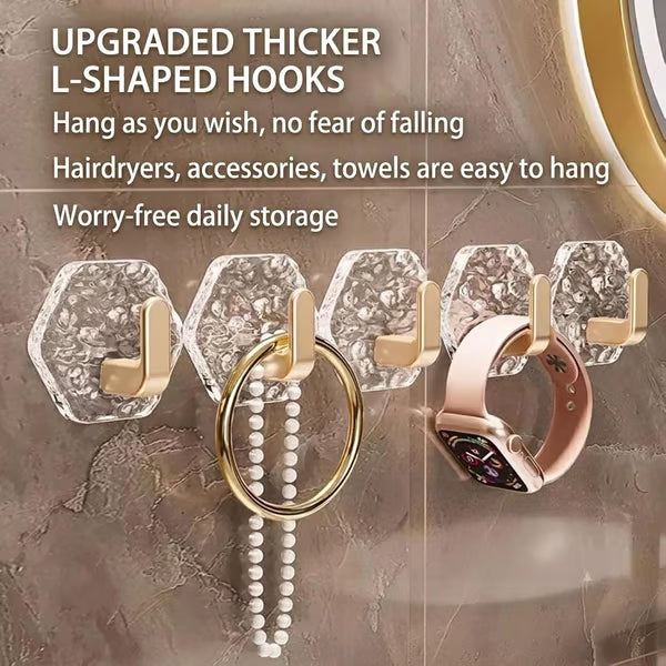 Junazilo® Hexagonal Ripple Heavy Duty Hooks for Bathroom, Kitchen & Household Organization upsell