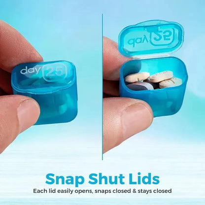 Junazilo® Monthly Pill Organizer with Lid Travel Case for Vitamins & Medications