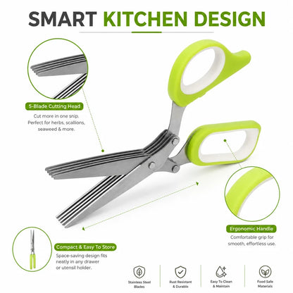 Junazilo® ✂️ Five-Blade Kitchen Scissors — The Ultimate Tool for Quickly Chopping Fresh Herbs and Spices