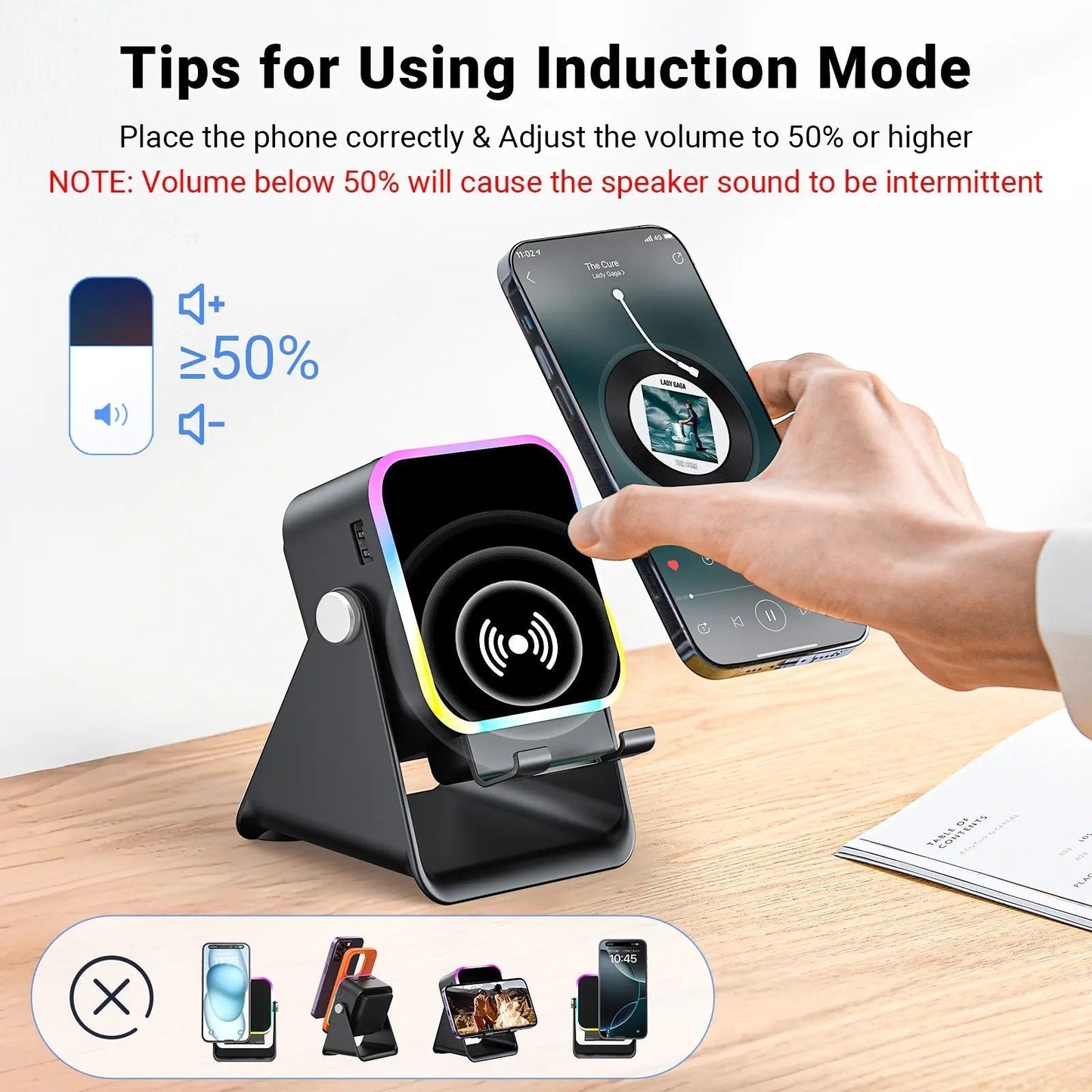 Junazilo® Wireless Induction Audio Speaker Stand upsell