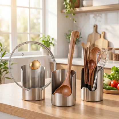 Junazilo® Thickened Stainless Steel Utensil Organizer, Rust Resistant Easy to Clean