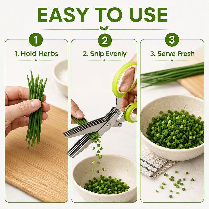 Junazilo® ✂️ Five-Blade Kitchen Scissors — The Ultimate Tool for Quickly Chopping Fresh Herbs and Spices