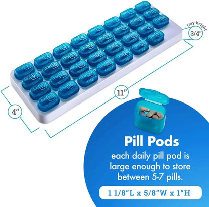 Junazilo® Monthly Pill Organizer with Lid Travel Case for Vitamins & Medications