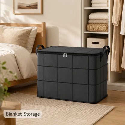 Junazilo® Spacious Moving Storage Bin – Large Capacity Zippered Fabric Organizer for Bedding & Clothes