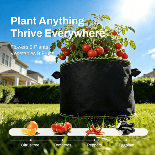 Junazilo®  🌱 5-Pack 5 Gallon Grow Bags – Heavy Duty Aeration Fabric Pots with Handles for Vegetables, Flowers & Fruits 🪴