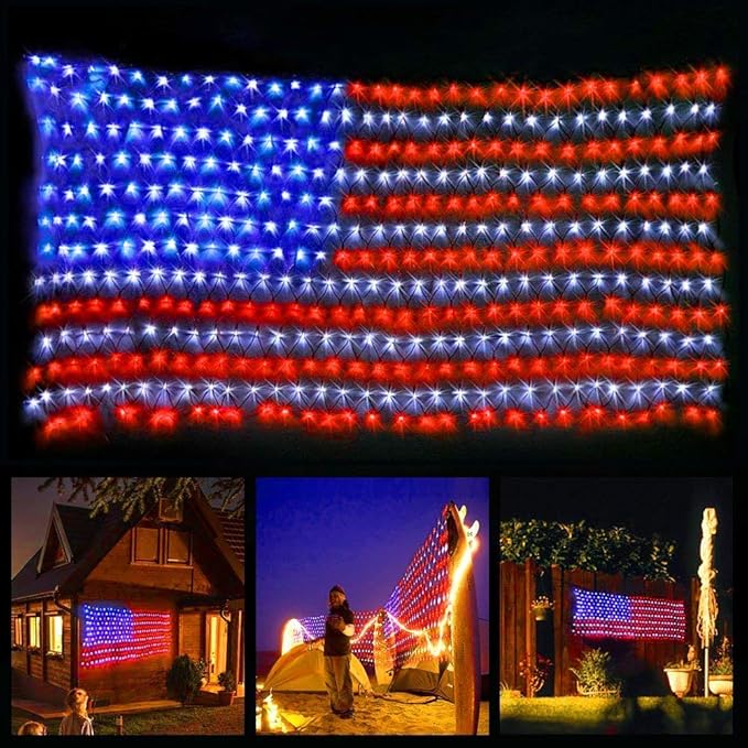 Junazilo® Solar American Flag Lights Outdoor