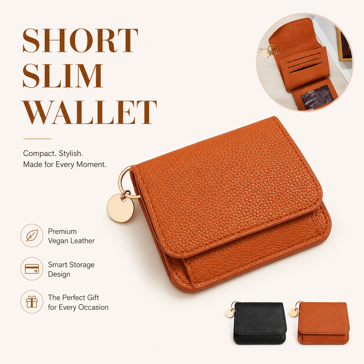 Junazilo® Women's Elegant Minimalist Short Slim Wallet