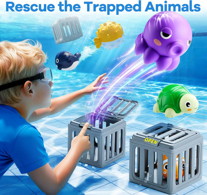 Junazilo® Ocean Rescue Set 💦 👑 Ocean Animal Pool Diving Toy Set - Toss, Dive, Press & Rescue