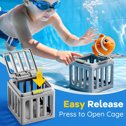 Junazilo® Ocean Rescue Set 💦 👑 Ocean Animal Pool Diving Toy Set - Toss, Dive, Press & Rescue
