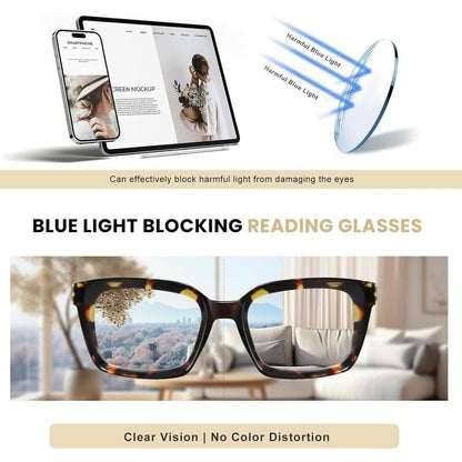Junazilo® 👓3-pack Tortoiseshell Reading Glasses – Oversized Square Reading Glasses That Block Blue Light