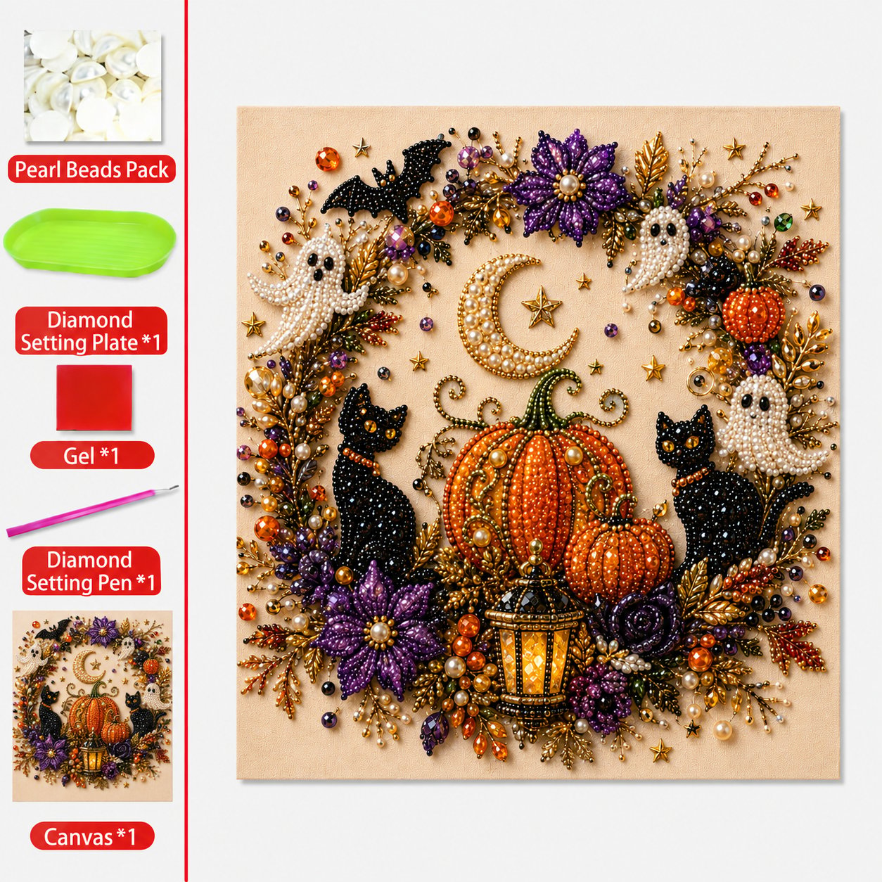 Junazilo® 👻Halloween Pearl Art DIY Kit – Turn Tiny Pearls into Spooky-Cute Magic