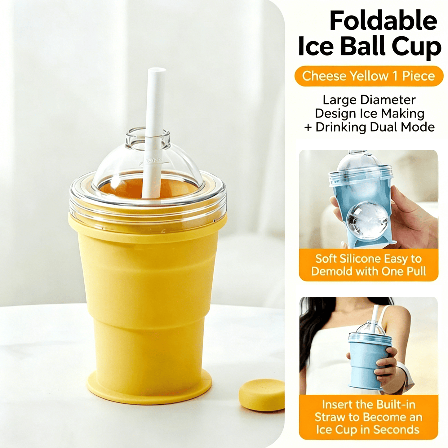 Junazilo® 🧊 Foldable Silicone Ice Ball Drink Cup