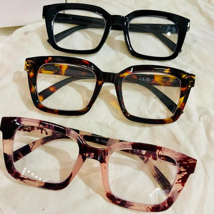 Junazilo® 👓3-pack Tortoiseshell Reading Glasses – Oversized Square Reading Glasses That Block Blue Light