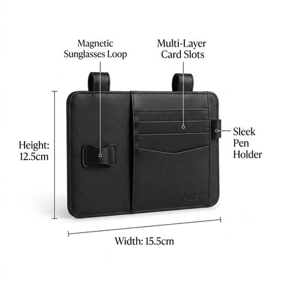Aura Premium Leather Sun Visor Organizer