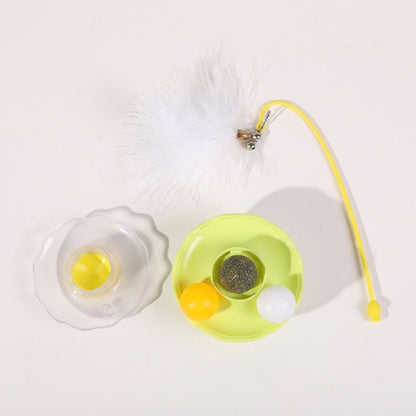 360° Interactive Catnip Toy with Feather & Bell