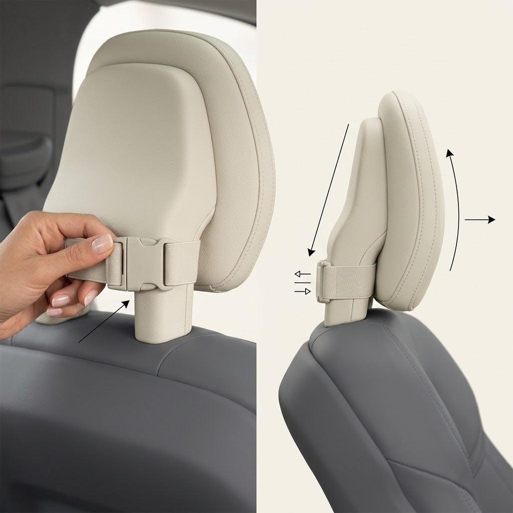 Aura Ergonomic Nappa Leather Car Headrest