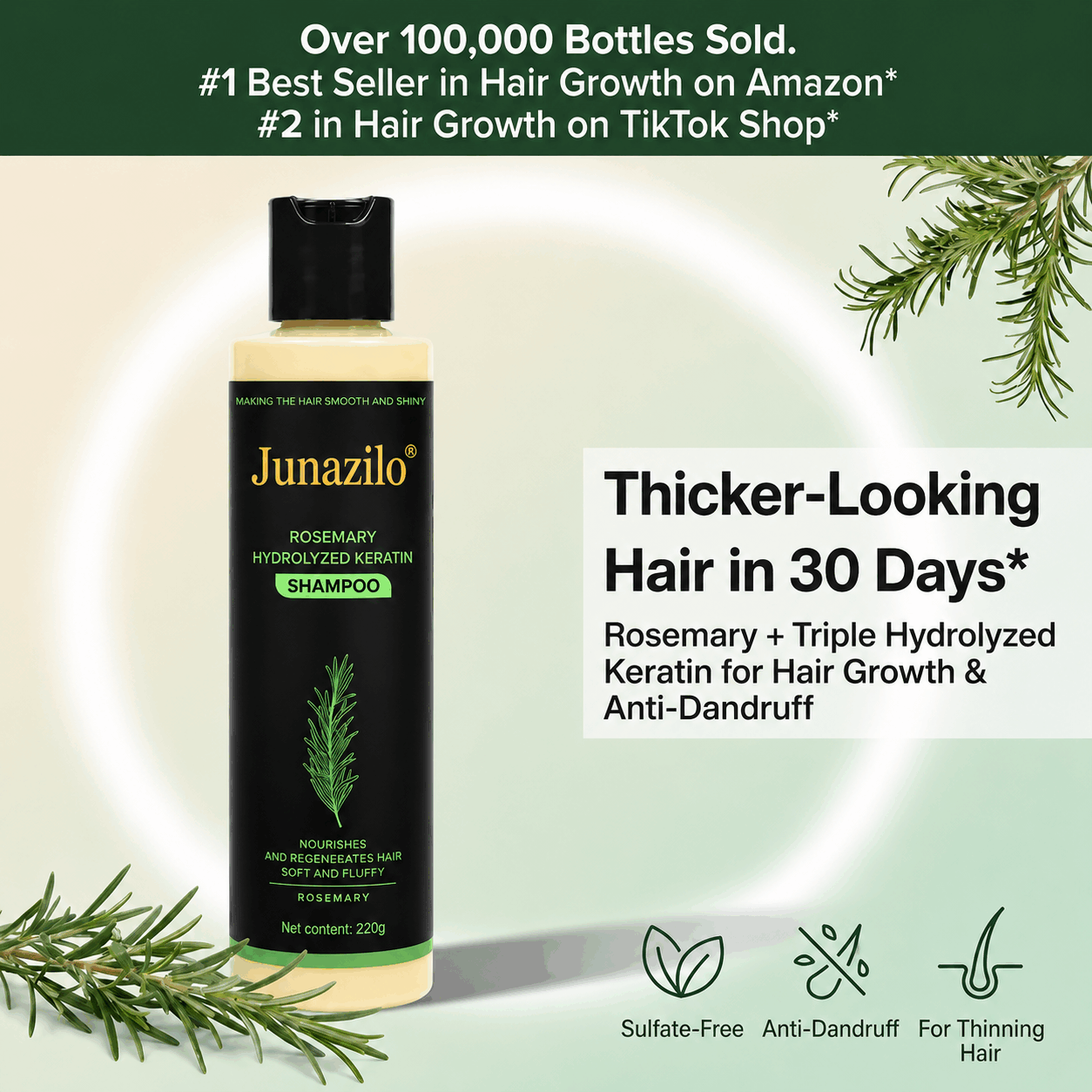 Junazilo® Rosemary Keratin Shampoo | Hair Growth & Anti-Dandruff Scalp Treatment upsell