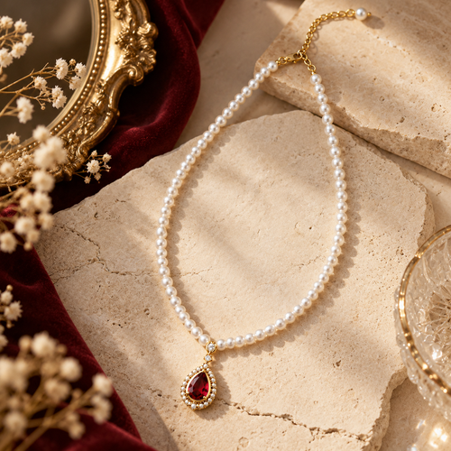 Scarlet Heirloom Pearl Necklace