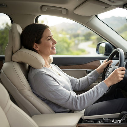 Aura Ergonomic Nappa Leather Car Headrest