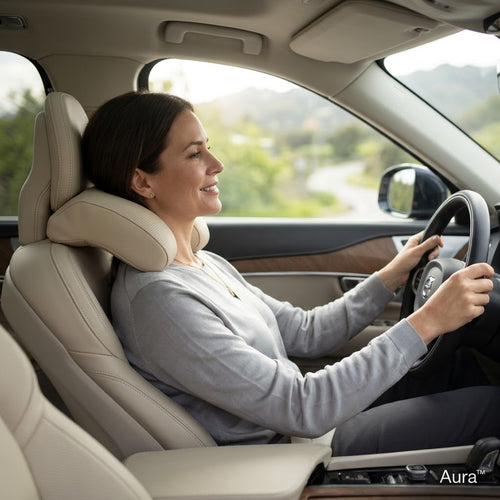 Aura Ergonomic Nappa Leather Car Headrest