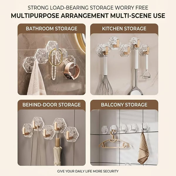 Junazilo® Hexagonal Ripple Heavy Duty Hooks for Bathroom, Kitchen & Household Organization upsell
