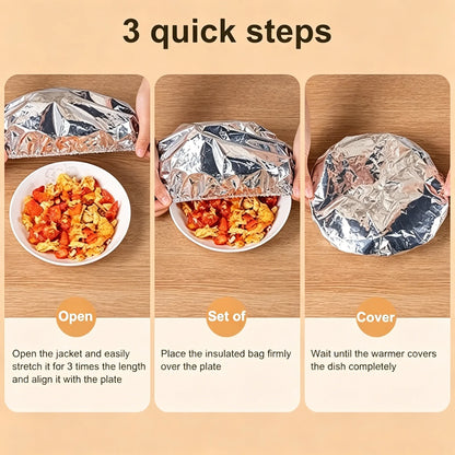 Junazilo® 🍽️Reusable Aluminum Foil Thermal Food Cover — Heat-Retaining, Washable & Freshness-Preserving Kitchen Essential