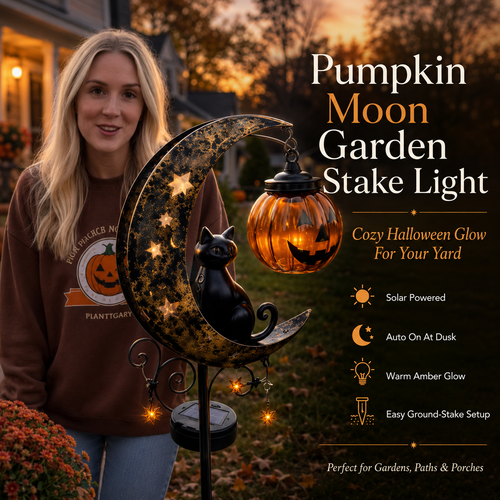 Junazilo® Pumpkin Moon Garden Stake Light