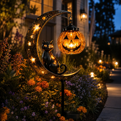 Junazilo® Pumpkin Moon Garden Stake Light