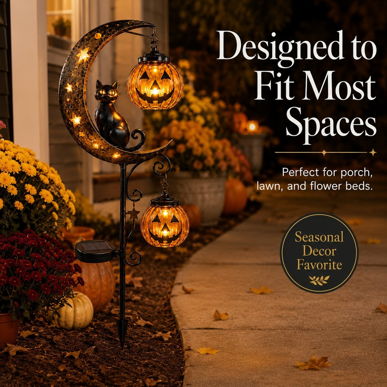 Junazilo® Pumpkin Moon Garden Stake Light