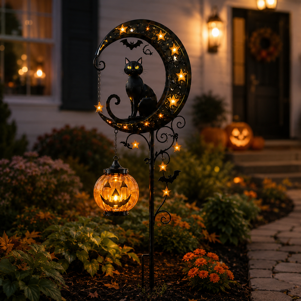 Junazilo® Pumpkin Moon Garden Stake Light