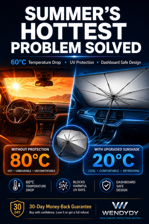 Junazilo® 2026 Upgraded Car Windshield Sun Shade Umbrella