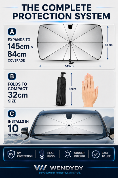 Junazilo® 2026 Upgraded Car Windshield Sun Shade Umbrella