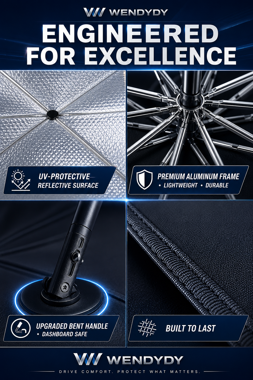 Junazilo® 2026 Upgraded Car Windshield Sun Shade Umbrella