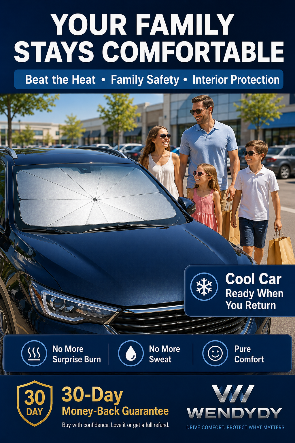Junazilo® 2026 Upgraded Car Windshield Sun Shade Umbrella