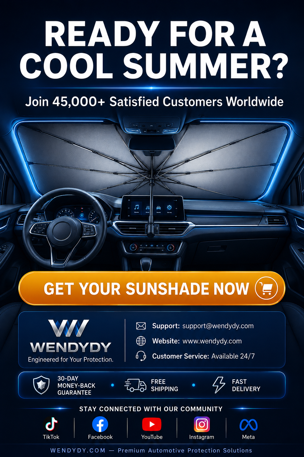 Junazilo® 2026 Upgraded Car Windshield Sun Shade Umbrella