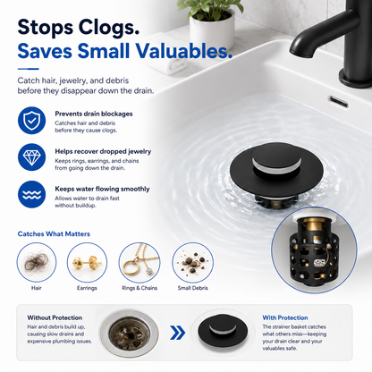 Junazilo® The Ultimate 3-in-1 Pop-Up Sink Strainer