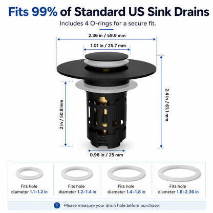Junazilo® The Ultimate 3-in-1 Pop-Up Sink Strainer