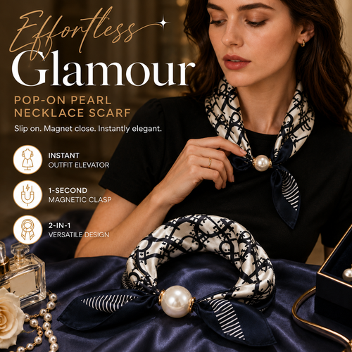 Junazilo® Effortless Glamour: Pop-On Pearl Necklace Scarf 🧣 upsell