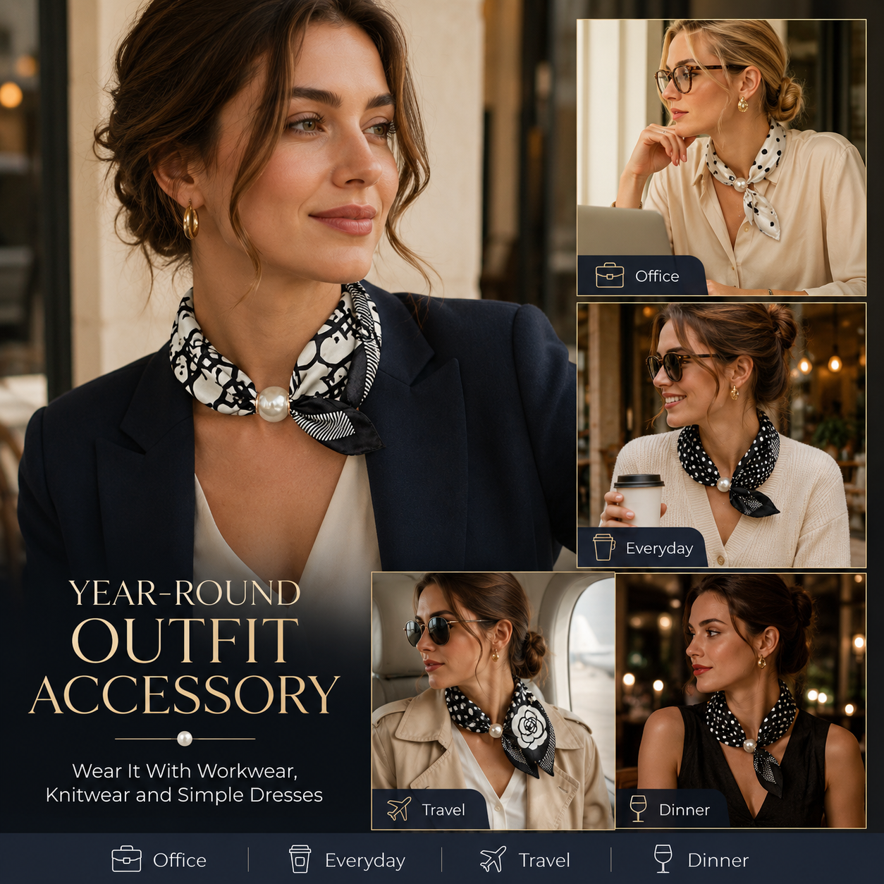 Junazilo® Effortless Glamour: Pop-On Pearl Necklace Scarf 🧣 upsell
