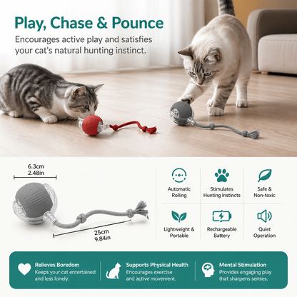 Junazilo® Interactive Play Ball With Tail For Cats