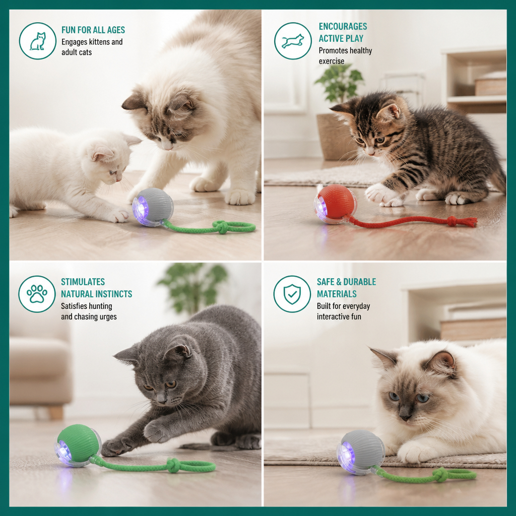 Junazilo® Interactive Play Ball With Tail For Cats