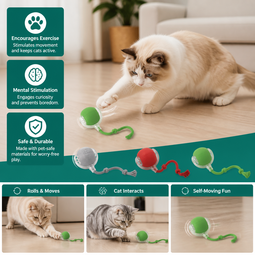 Junazilo® Interactive Play Ball With Tail For Cats