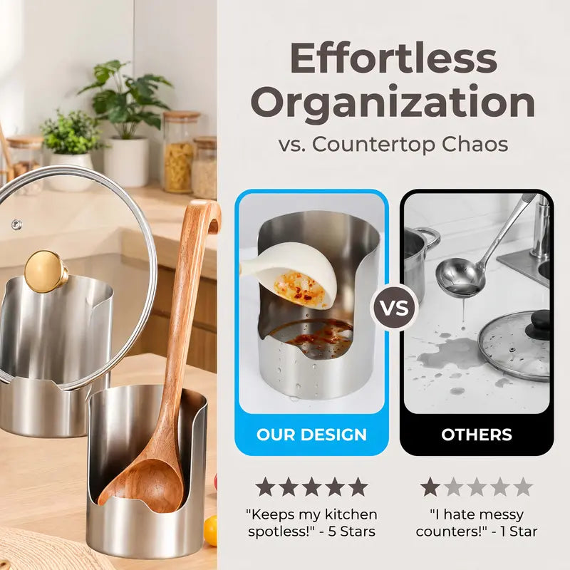 Junazilo® Thickened Stainless Steel Utensil Organizer, Rust Resistant Easy to Clean